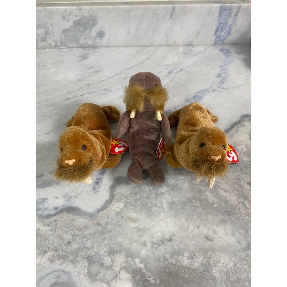 Ty Beanie Baby Paul the Walrus Lot of 3 1999 Vintage Plush With Tags